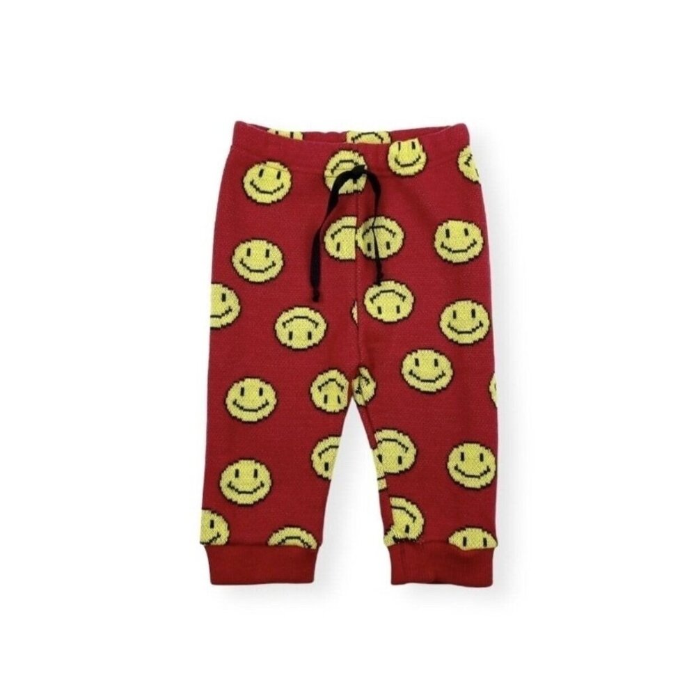 NWOT Petite Hailey Smiley Face Knit Cropped Pants in Red